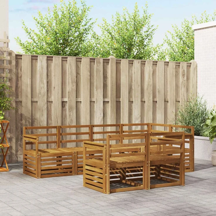 vidaXL Outdoor-Sofagarnitur 7 stk. 7-Sitzer Natur Massivholz Akazie 3374954 – Bild 1