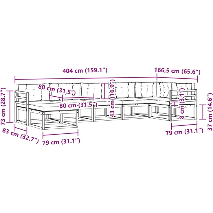 vidaXL Outdoor-Sofagarnitur 7 stk. 7-Sitzer Weiß und Anthrazit 3386746 – Bild 10