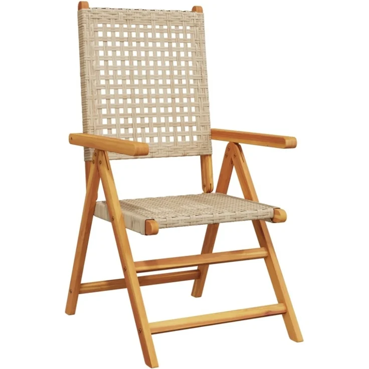 vidaXL Gartenstühle 2 Stk. Beige Massivholz Akazie und Poly Rattan 367653 – Bild 5