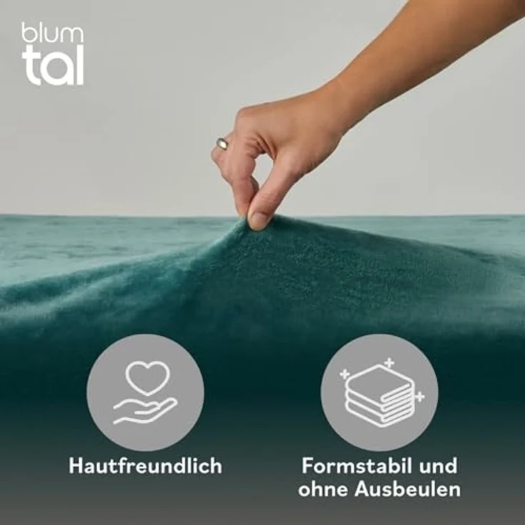 Blumtal Spannbettlaken Cashmere Touch 180x200 cm Plüsch - Oeko-TEX zert. Spannbettlaken Winter - Spannbettlaken 180x200 Winter aus Mikrofaser - Cashmere Bettwäsche - Bettbezug 180x200 Petrol – Bild 3