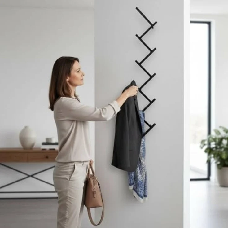 DanDiBo Wandgarderobe mit 10 Haken Garderobenhaken 96281 Garderobe Schwarz 80 cm Kleiderhaken Wandregal Haken – Bild 6