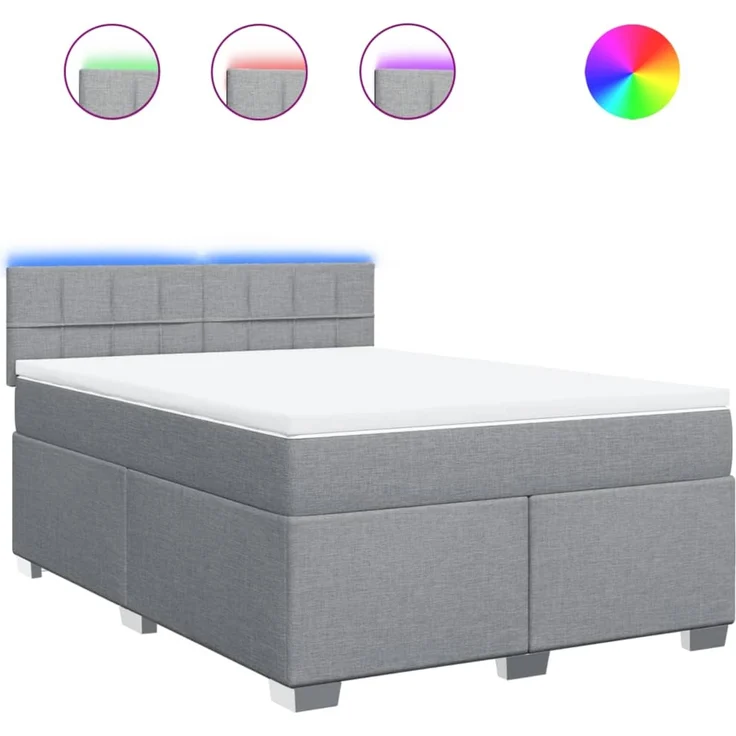 vidaXL Boxspringbett mit Matratze Hellgrau 140x200 cm Stoff 3288211 – Bild 2