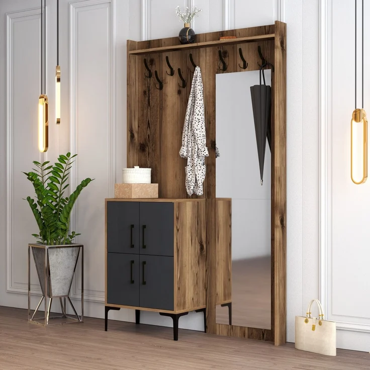 Skye Decor 'Berlin BC - Walnut, Anthracite' Garderobe, Walnuss / Anthrazit, 120 x 200 x 35 cm – Bild 2