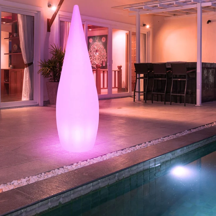 RGB LED Stehleuchte, Tropfen Design, Fernbedienung, H 120 cm – Bild 3