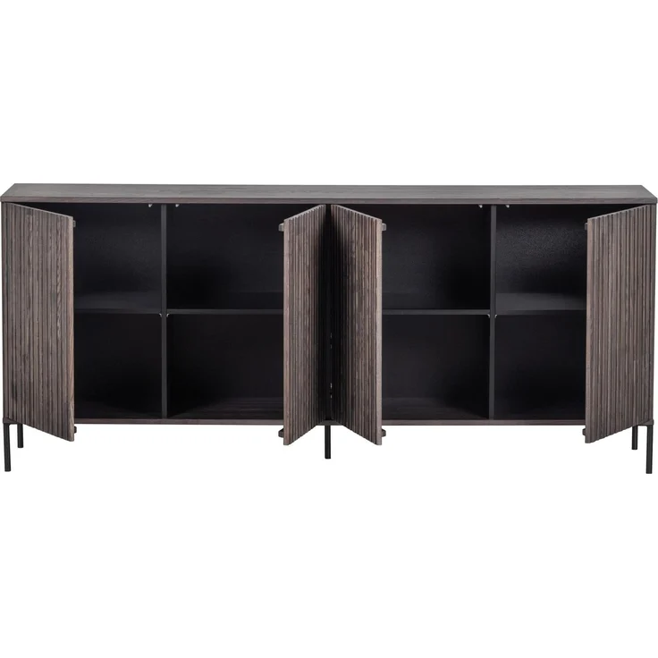 Sideboard Gravure aus Eschenholz, modernes Design, Espresso Braun, Push-to-Open Türen – Bild 7