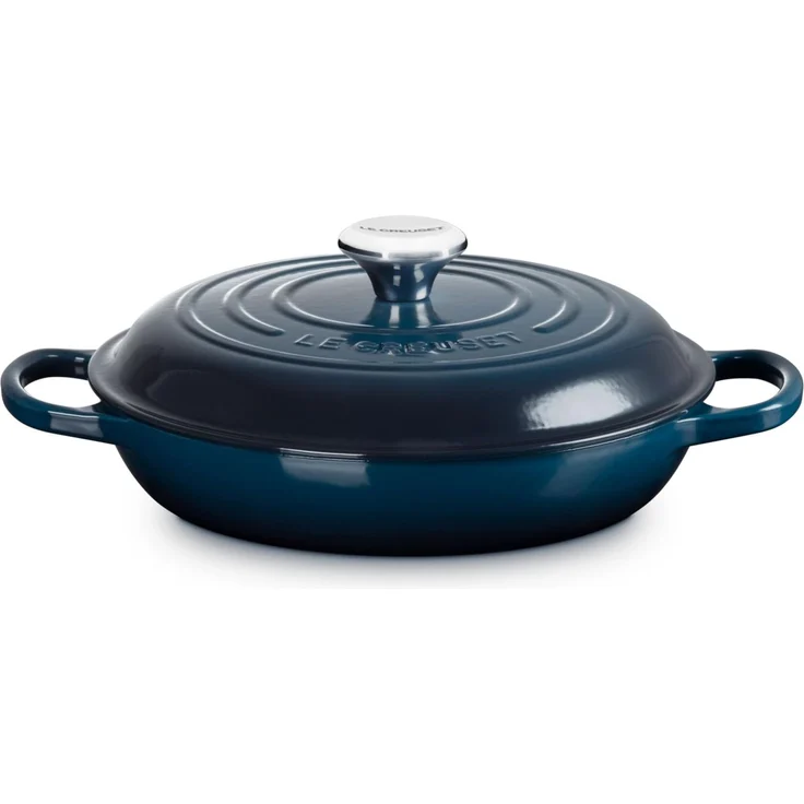 Le Creuset Signature Flache Auflaufform aus emailliertem Gusseisen mit Deckel, 26 cm, 2 Liter, Nuit