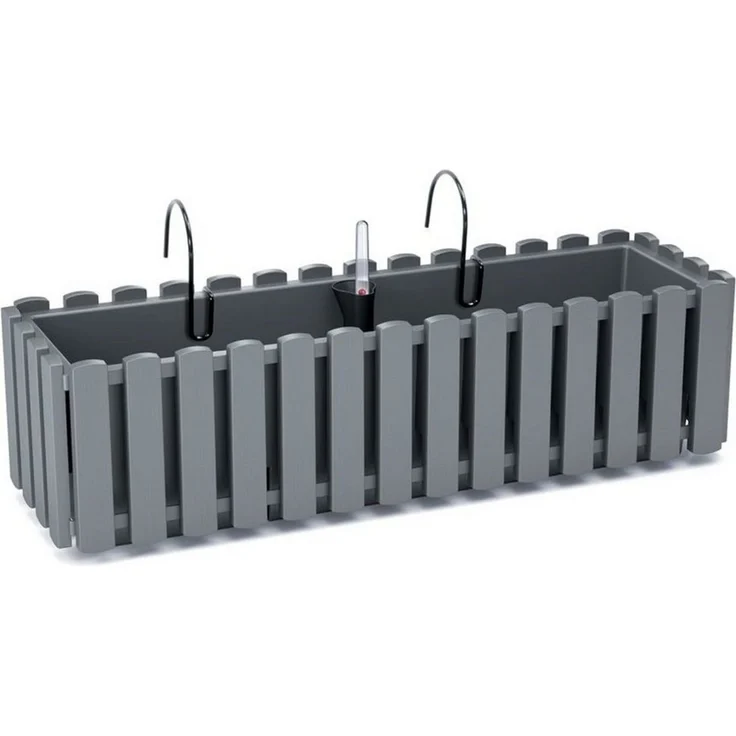 Prosperplast Blumenkasten Boardee Fencycase, Balkonkasten mit Aufhängung 58cm Weiß/Grau/Braun/Anthrazit – Bild 3