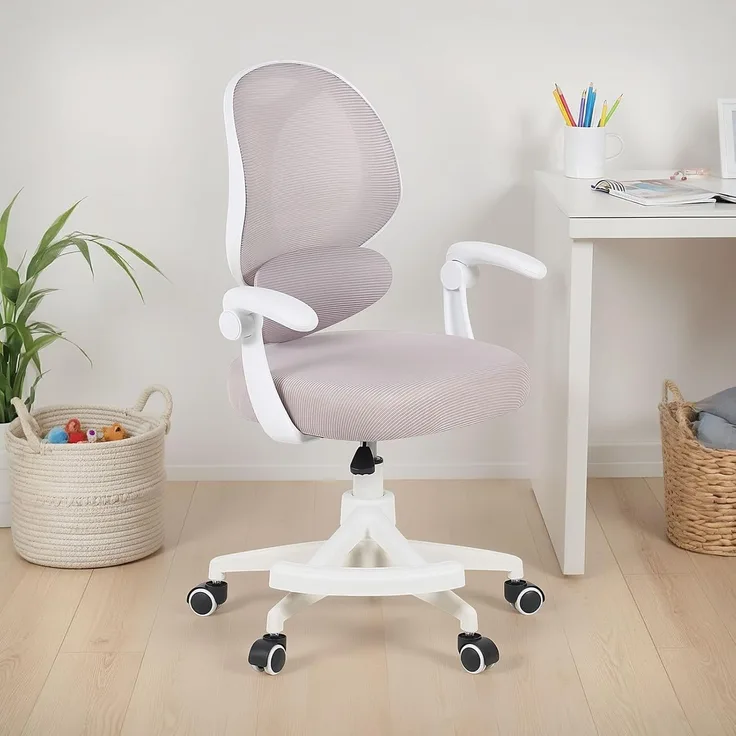 IDIMEX Drehstuhl ISLA, Schreibtischstuhl mit Fußstütze ergonomisch höhenverstellbar Grau