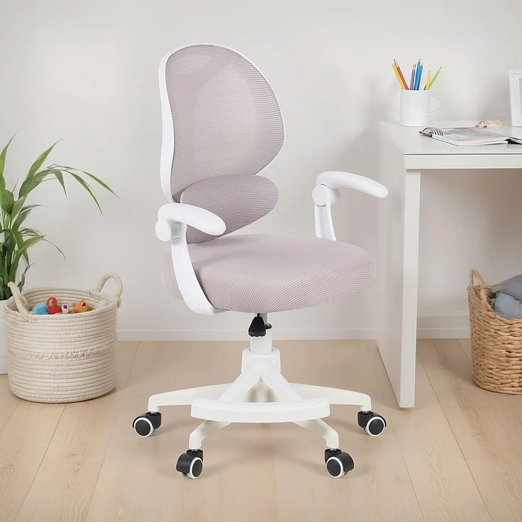 IDIMEX Drehstuhl ISLA, Schreibtischstuhl mit Fußstütze ergonomisch höhenverstellbar Grau