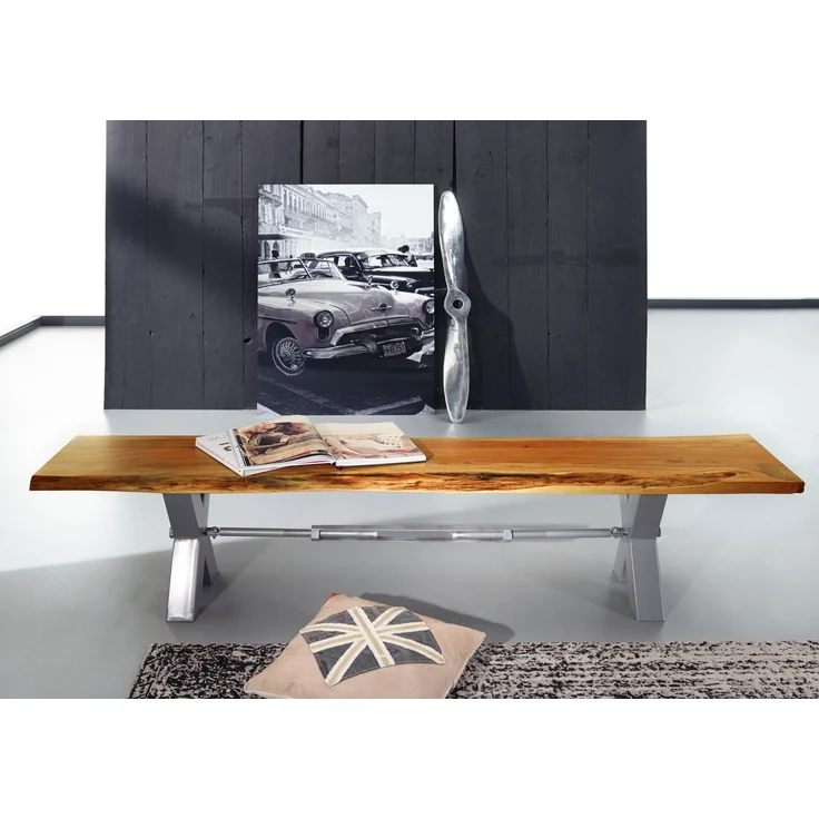 Bank Akazie 200x38x46 natur lackiert IRON LABEL #137 – Bild 3