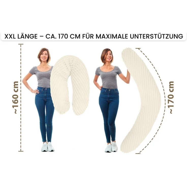 Amilian Stillkissen XXL 170 cm - Seitenschläferkissen - Schwangerschaftskissen, komfortables Pregnancy Pillow mit abnehmbarem Bezug, Schlafkissen für Seitenlage, Lagerungskissen für Schwangere und Stillzeit – Bild 2