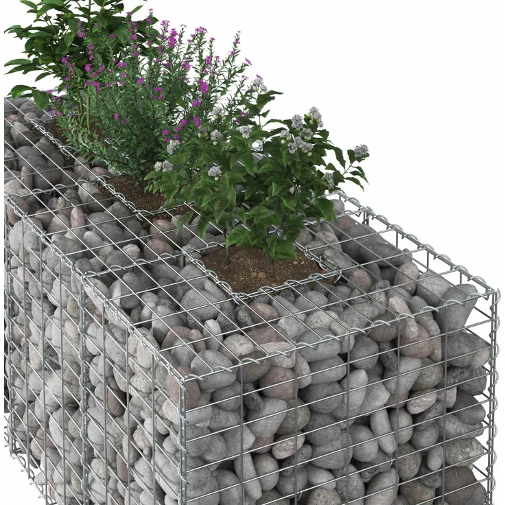 vidaXL Gabionen-Hochbeet 140 x 60 x 55 cm Verzinkter Stahl Silber 42033322 – Bild 4