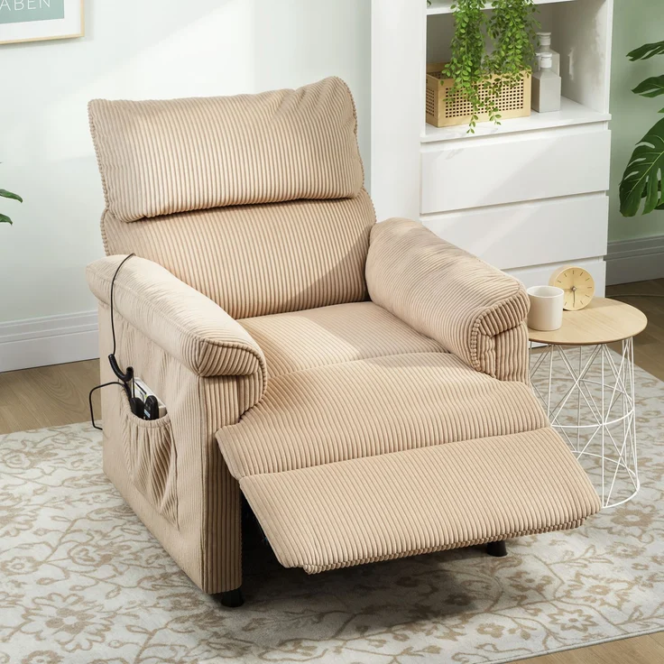 Massagesessel mit Vibrationsmodi, Wärmefunktion, leiser Motor, Memory-Funktion, Stahl, Stoffbezug, Braun--Braun--94x86x105cm--YOUDENOVA – Bild 4