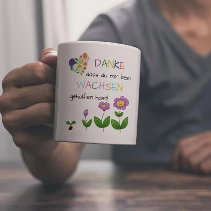 speecheese Tasse Danke dass du mir beim Wachsen geholfen hast Kaffeebecher – Bild 2