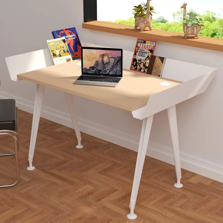 Schreibtisch, Tern - 100 x 60 x 72 cm, Weiß / Buche, Levira – Bild 4