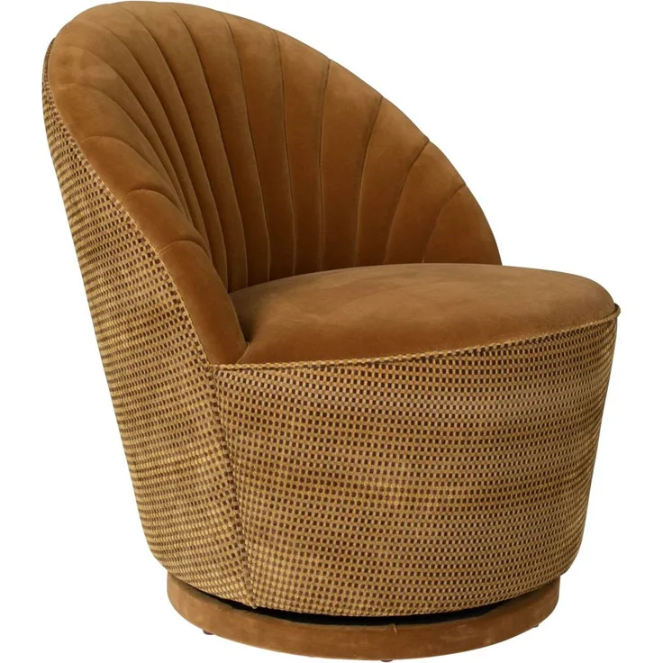 DutchBone Drehbarer Lounge Sessel MADISON Samtstoff WHISKEY Braun 67x67x78 cm
