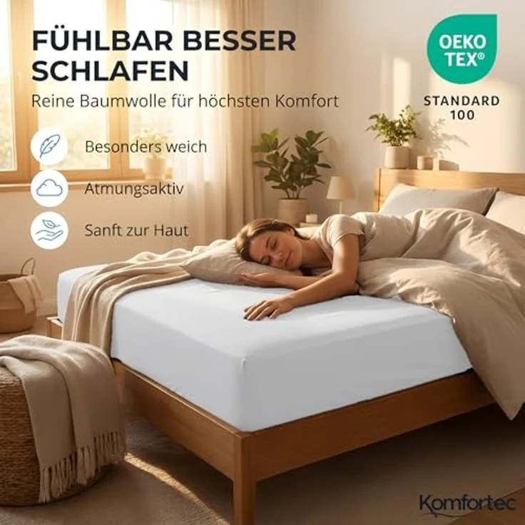 Komfortec Spannbettlaken Boxspringbett bis 15cm - 30cm Matratzenhöhe, Mikrofaser, Gummizug: Rundum, (2 Stück) – Bild 4