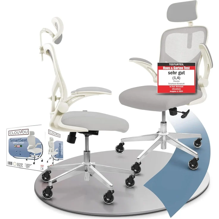 CLOUVOU SmartSeat Bürostuhl Ergonomisch [TESTSIEGER] Schreibtischstuhl 100% individuell einstellbar | Büro Stuhl & Gaming Stuhl | Computerstuhl Home Office Chair Ergonomic | Drehstuhl 150 kg – Bild 1