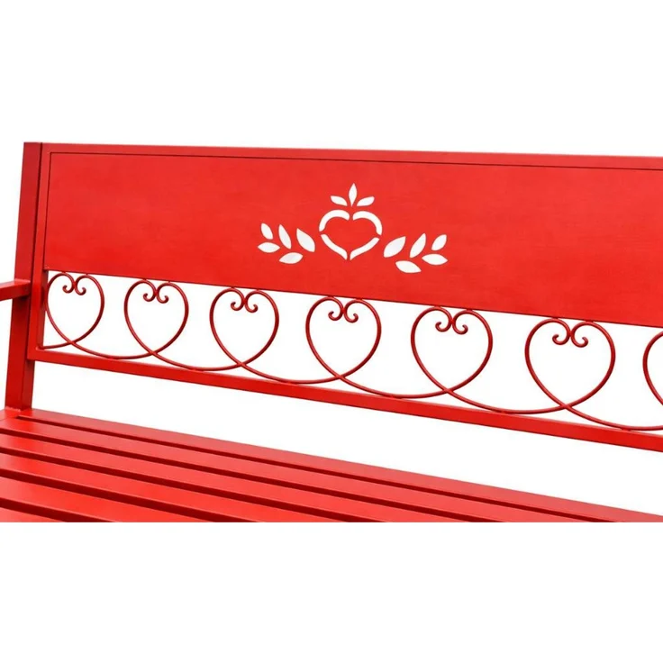 DanDiBo Gartenbank Metall Wetterfest Rot 120 cm 2 Sitzer Sitzbank Passion 121495 Eisen Blumenbank Garten – Bild 5