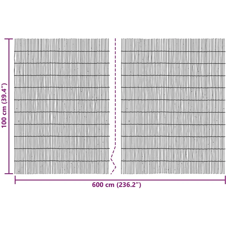 vidaXL Gartenzaun 600 x 100 cm Schilf Kohlenstoff 42031262 – Bild 7