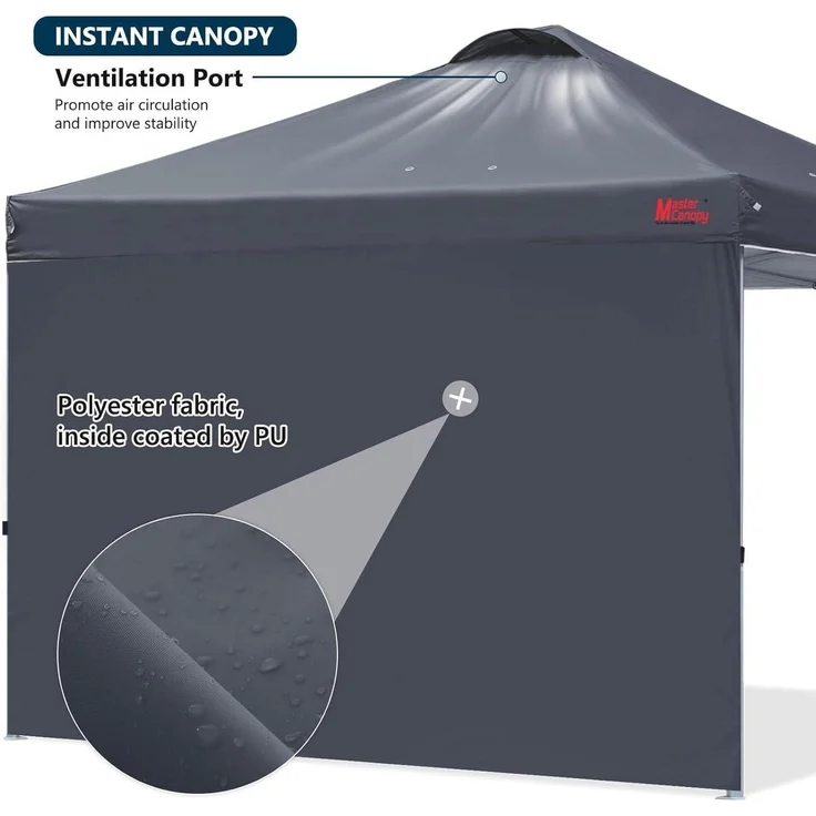 Pop up Pavillon Faltpavillon Festzelt 2,5x2,5m Dark Grey mit Seitenwand – Bild 8