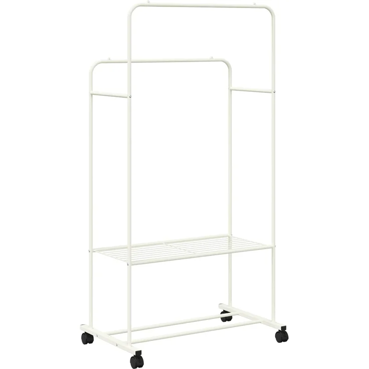 vidaXL Kleiderständer mit Regal Mit Rad Weiß 80 x 53 x 156 cm 42021357 – Bild 6