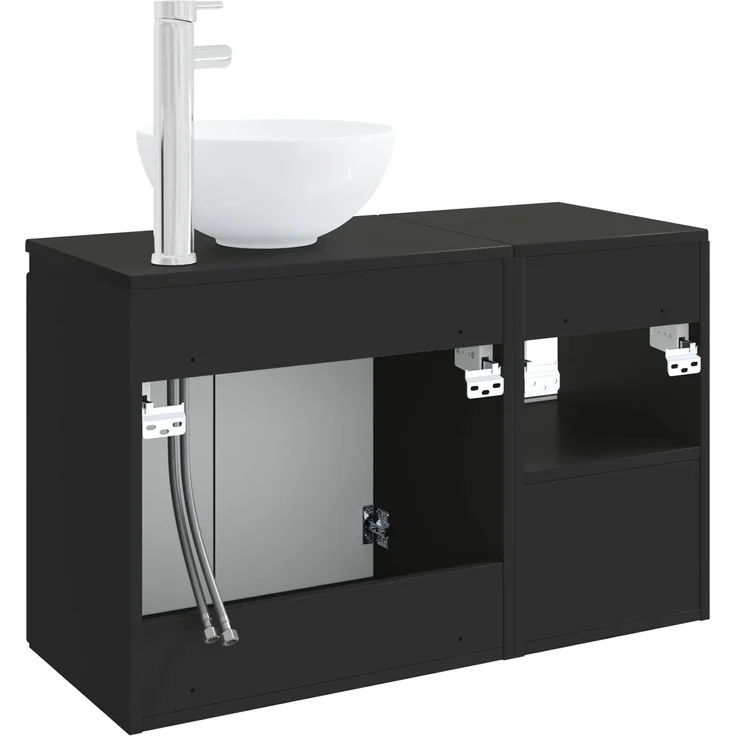 vidaXL Badezimmerschrank-Set 2 stk. Schwarz 79,5 x 41 x 80 cm 3404035 – Bild 6