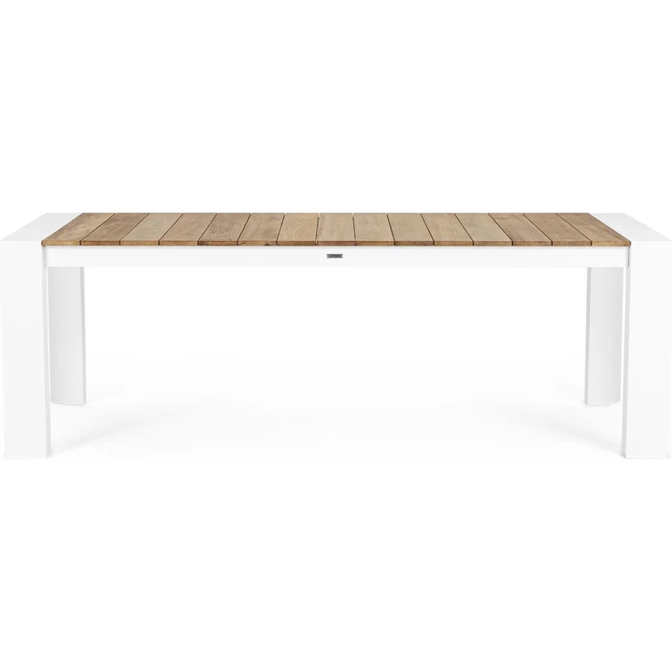 Gartentisch Cameron aus Teakholz und Aluminium, modern ausziehbar, weiß natur, für 10–12 Personen – Bild 3