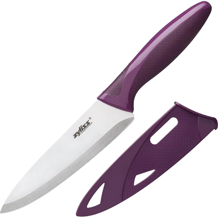 ZYLISS ZYLISS Utility Paring Kitchen Knife with Sheath Cover, 5. 5-Inch Stainless Steel Blade, Purple Ohrstöpsel 6 Centimeters Silber (Silver)