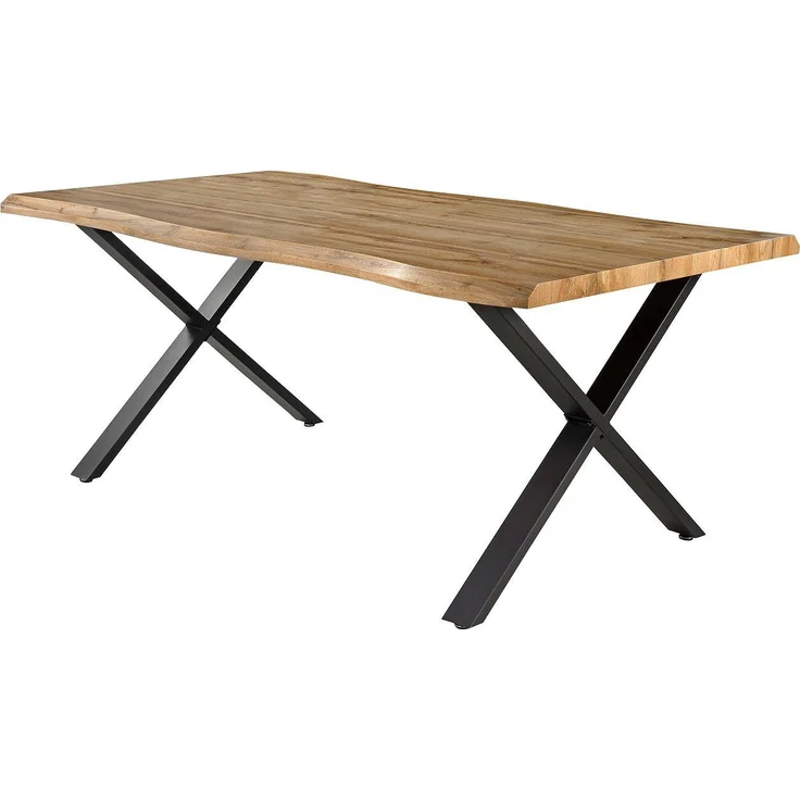 Jockenhöfer Gruppe Esstisch Marita, 180x100 cm geschwungene Baumkantenoptik und schwarzes Untergestell – Bild 5