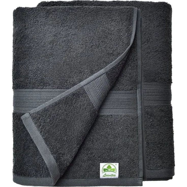 leevitex® Saunatuch Frottee XXL, (2-St), 80 x 200 cm, extra groß & saugfähig, Schwarz – Bild 1