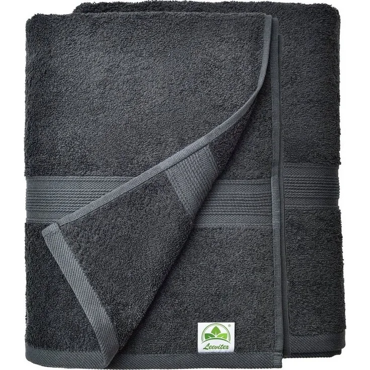 leevitex® Saunatuch Frottee XXL, (2-St), 80 x 200 cm, extra groß & saugfähig, Schwarz