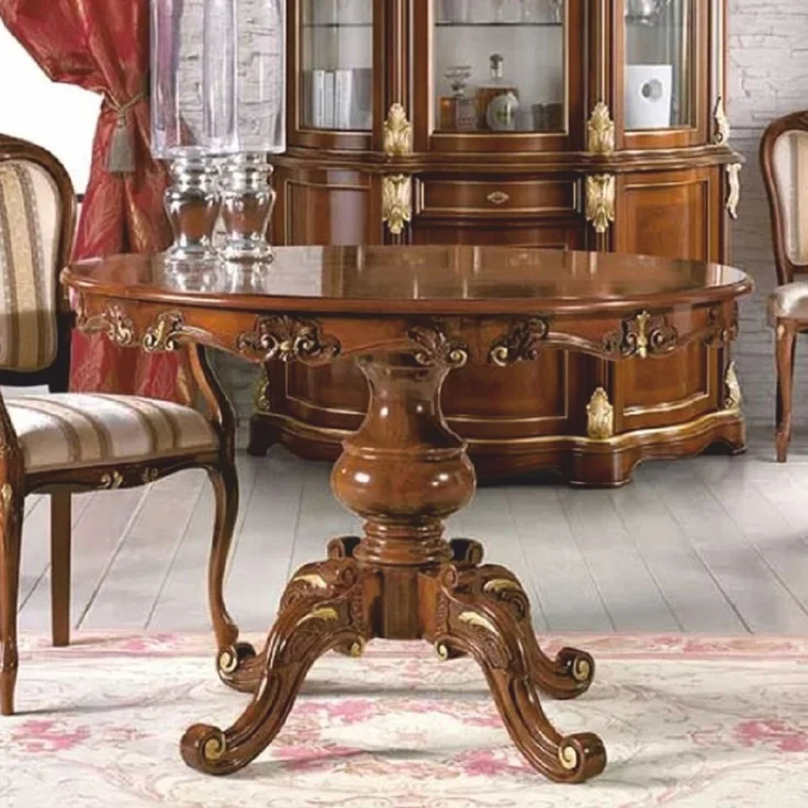 Casa Padrino Luxus Barock Esstisch Braun / Gold 100-140 cm - Made in Italy – Bild 1