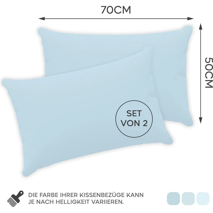 Twinzen® Kissenbezug 50x70 (2er-Set) - 100% Jersey Baumwolle 150 GSM Kissenbezüge - Blau - Für Kissenbezüge 50x70 cm - Kissenhülle - Kissenbezug mit Reißverschluss - Oeko-Tex Zertifiziert – Bild 2