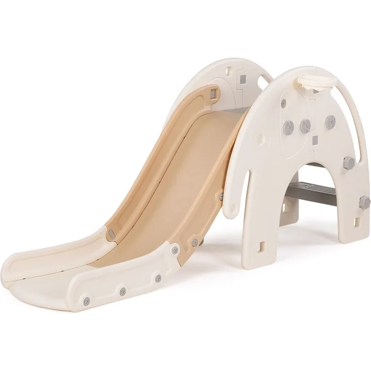Chipolino Kinderrutsche Elefant 170 cm Rutschlänge, Basketballkorb, drei Stufen beige