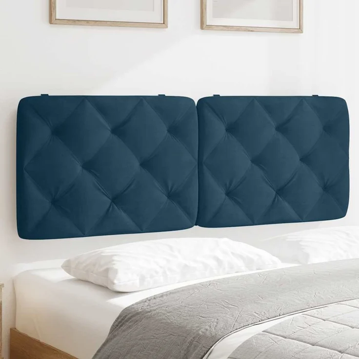 vidaXL Kopfteil-Kissen Blau 120 cm Samt – Bild 1
