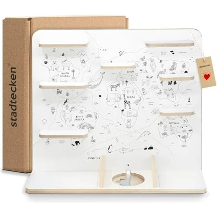 stadtecken Kinder Regal für Musikbox I Geeignet für die Toniebox und ca. 50 Tonies I Perfekte Aufbewahrung für Kinderzimmer I zum Aufstellen oder Aufhängen I Weltkarte, groß – Bild 6
