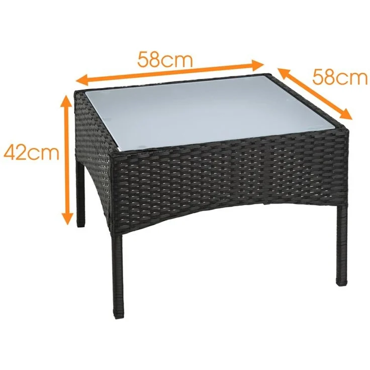 Polyrattan Beistelltisch Loungetisch Rattan Gartentisch Balkontisch Schwarz – Bild 2