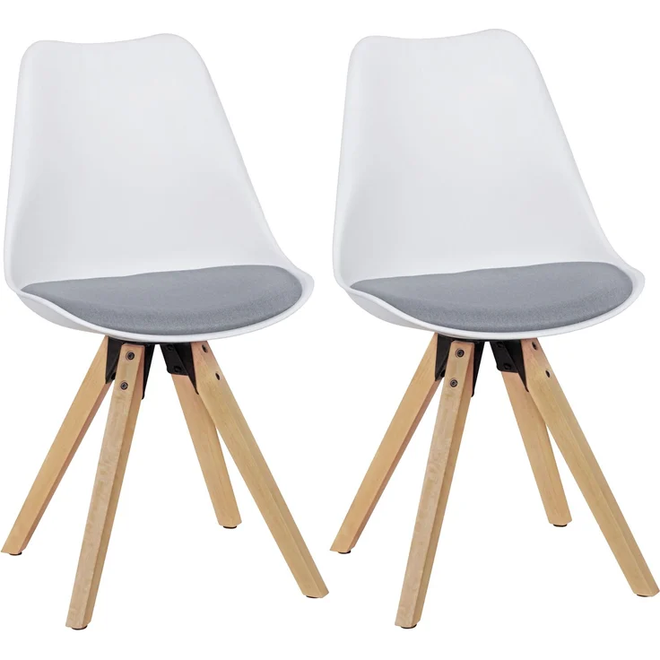Esszimmerstuhl Set LIMA 2er Skandinavisch Polsterstuhl Stoff Weiß Grau – Bild 2