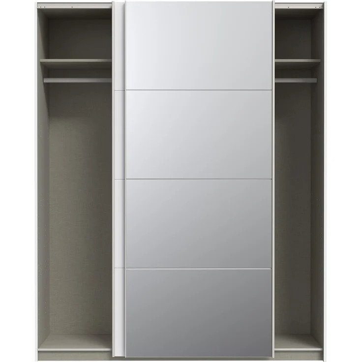 Forte Schach & MATT 2 Schrank 170, moderner Kleiderschrank 2-türig mit Spiegel, Schwebetürenschrank, Holzwerkstoff, Weiß, 170,3 cm breit x 210,5 cm hoch x 61,2 cm tief – Bild 5