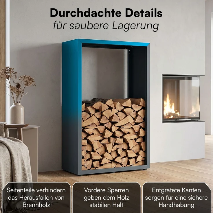 STEELSØN 'Keid' Kaminholzregal 140x90x42,5 cm, Brennholz Regal für innen/außen, rostfrei & wetterfest, stabil aus Metall, anthrazit – Bild 5
