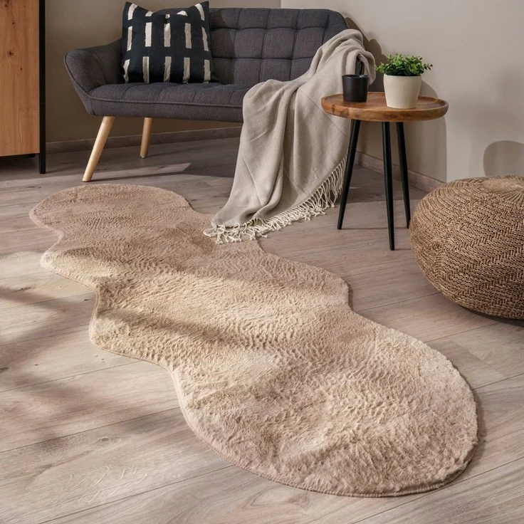 Paco Home Fellteppich Pelt 640, fellförmig, Höhe: 16 mm, Kunstfell, Uni Farben, sehr weicher Flor – Bild 5
