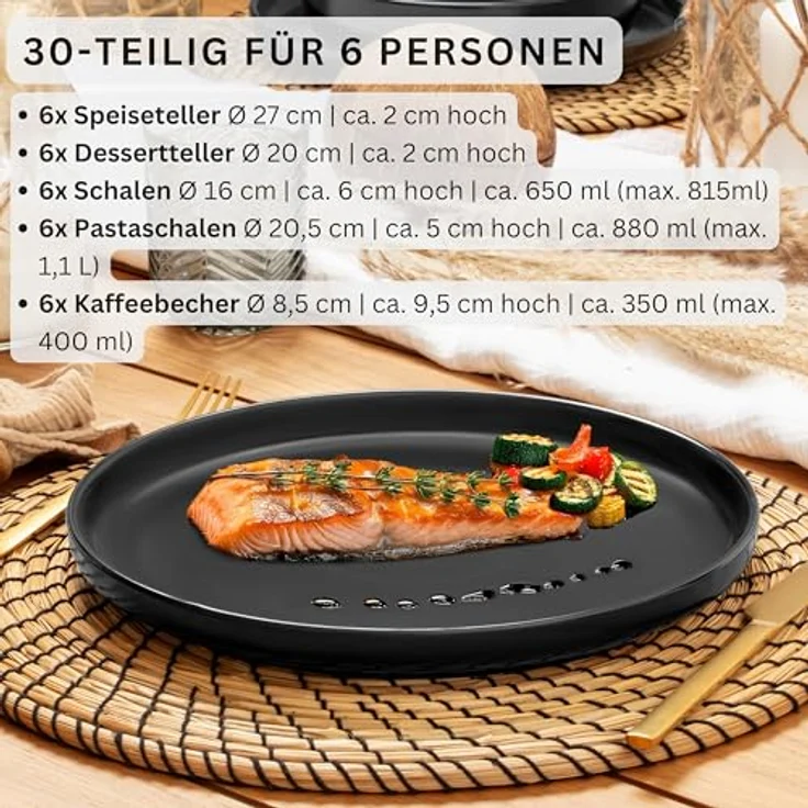 Sänger Kombiservice Madeira, 30-teiliges Geschirrset aus Steingut mit kratzfester Oberfläche – Bild 2