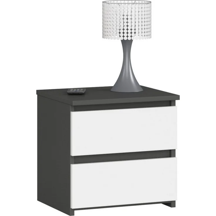 Home Collective Kommode 40 cm breit Holz Highboard Sideboard für Flur Schlafzimmer Wohnzimmer (Mehrzweckschrank Schrank schmal Kommode Schlafzimmer mit Schubladen), Kinderzimmer Organizer, 40 cm hoch mit 2 Schubladen graphit-weiß