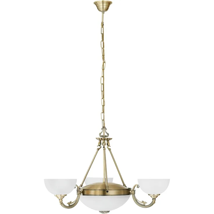 Eglo 82748 Hängelampe SAVOY Metallguss brüniert, Glas satiniert weiss E14,E27 max. 3X40W,2X40W H:110cm Ø74cm dimmbar