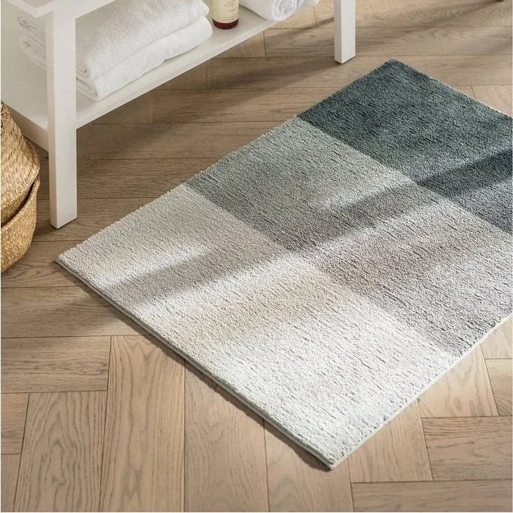 Karat Badematte Horizont, 4 Farben & 3 Größen, Badteppich, Höhe 12 mm, TPR Rücken, pflegeleicht, Badezimmer, Polyester, Rechteckig, Rutschhemmender TPR-Rücken