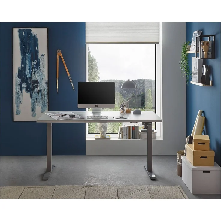 Schreibtisch Pronto, Holzwerkstoff, Kunststoff, Stahl, Silber, Grau – Bild 8