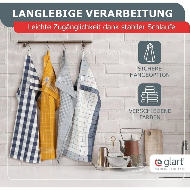 Glart Geschirrtuch 48GI2 10 St. Geschirrtücher Küchentücher 50x70 cm 100% Baumwolle grau – Bild 2