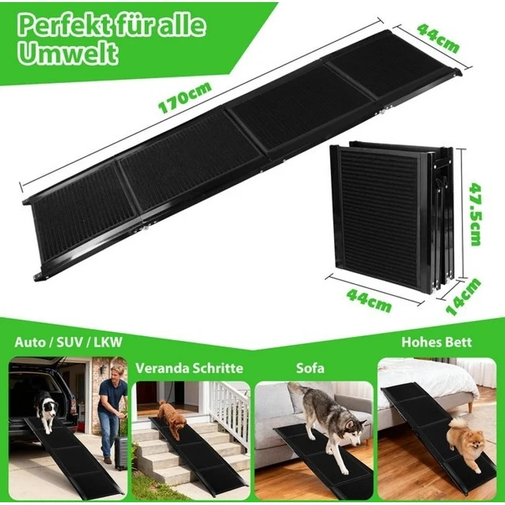 nobleza Hundematte Hunderampe Auto 170 cm Klappbare Treppe aus Metall – Bild 4