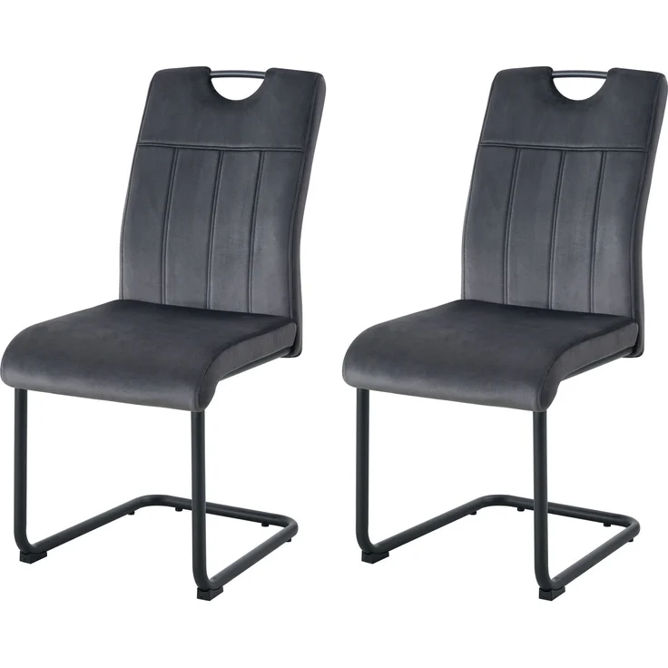Schwinger-Stuhl 2er Set Lyon Stühle in Anthrazit - gemütliches Design - B/H/T: 43x98x61 cm – Bild 1